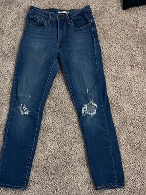 Levi's Dark Blue Distressed Skinny Jeans